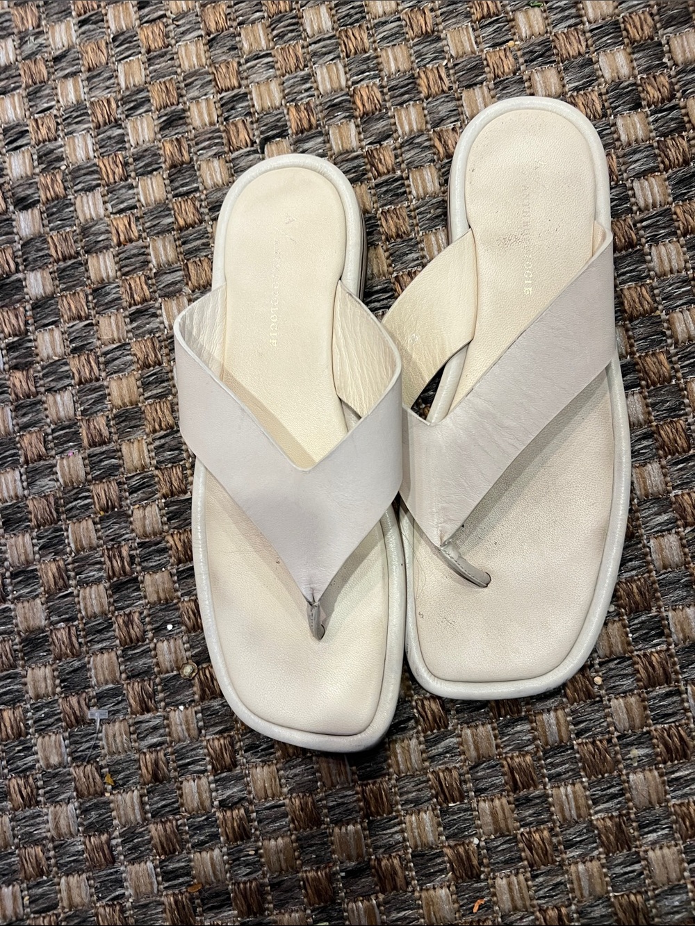 anthropology Cream Leather Thong Sandals 7